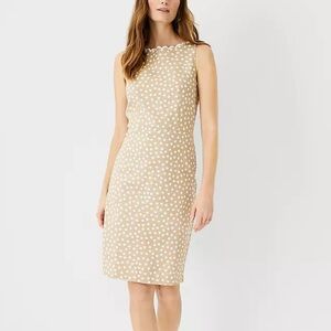Dotted Scallop Neck Sheath Dress